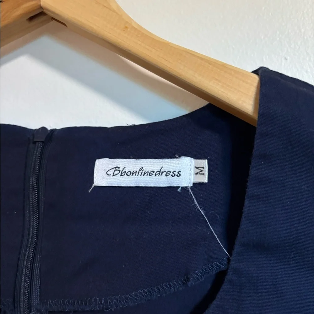 Patriotic Pinup Navy Blue Cocktail Swing Dress - Picture 8 of 9